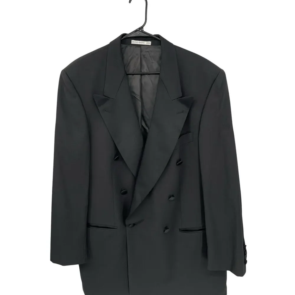 Hugo Boss Tuxedo Jacket Blazer Double Breasted Black Wool Armstrong Blues 42R